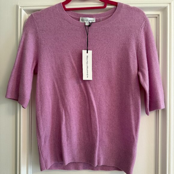 White + Warren Pink Crew Neck Sweater - Picture 1 of 3